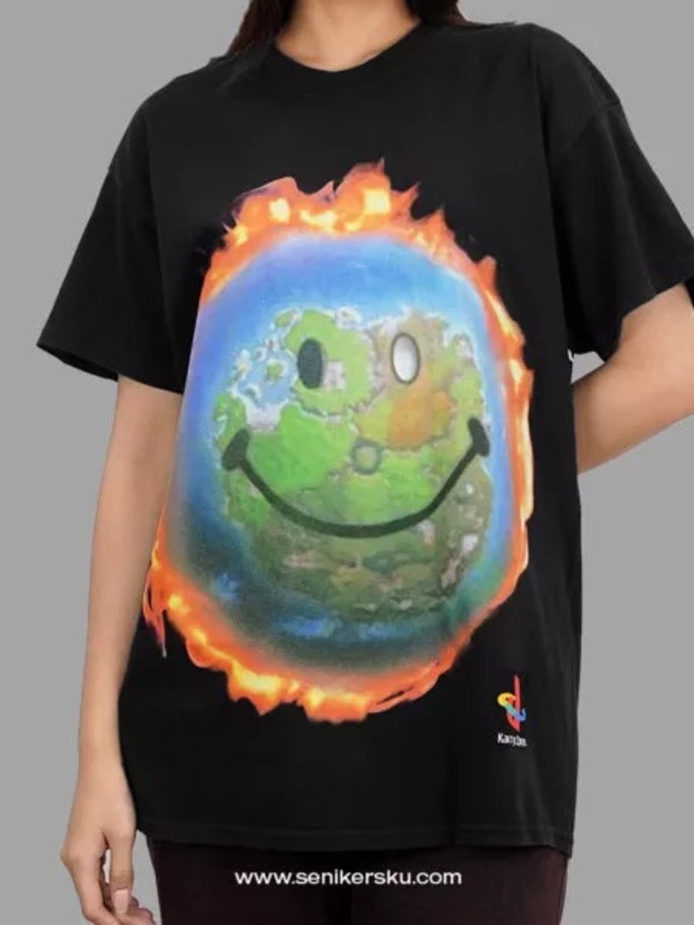 Travis Smile World Black Tee Sz L Fortnite Cactus Jack